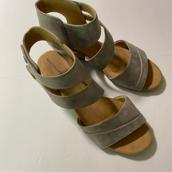 Rockport Comfort Women's Metallic Low Wedge Strappy adjustable Sandals 9 - Picture 14 of 14